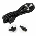 Clover Leaf Cable To UK 3 Pin Mains Power Lead Black 1.2M C5