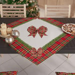 PETTI Artigiani italiani - Centre de Table de Noël, pièce maîtresse de Table de Cuisine de Noël, Chemin de Table 90 x 90 cm, pièce maîtresse nœud Tartan, 100 % Made in Itay