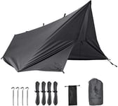 FREE SOLDIER Camping Tarp Waterproof 3m x 3.2m Large Hammock Tent Tarp Portable Tarpaulin Anti-UV Shelter Sun Block Sunshade Awning for Camping Hiking Traveling Outdoor Sports (Grey with Nails)