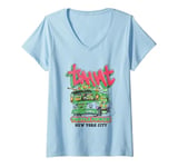 Womens Teenage Mutant Ninja Turtles New York City Turtle Vintage V-Neck T-Shirt