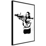 Plakat - Banksy Mona Lisa with Rocket Launcher - 30 x 45 cm - Sort ramme