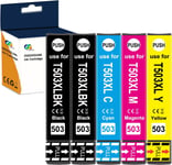 503 Xl Multipack Compatible Avec Epson 503 503Xl Cartouche D'Encre, Pour Epson Expression Home Xp-5200 Xp-5205 Workforce Wf-2960Dwf Wf-2965Dwf (5Pack)