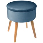 Atmosphera Créateur D'intérieur - Tabouret coffre Tess velours bleu