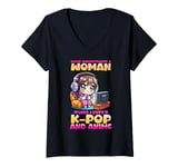 Womens Never Underestimate A Woman Who Loves K-Pop And Anime V-Neck T-Shirt