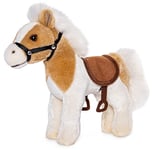 Uni-Toys Cheval avec Selle et étrier, Debout (Beige/Blanc) - 23 cm (Longueur) - Cheval en Peluche - Doudou