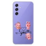 coque galaxy A14 5G petit cochon I love you et coeur