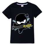 Barn NINJA KIDZ TV Cartoon Print T-shirt Casual Sommar Kortärmad Tee Toppar för Pojkar Flickor Black 7-8Years