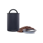 Airscape Boîte de conservation pour café et aliments – Couvercle hermétique breveté pour préserver la fraîcheur des aliments, acier inoxydable, (taille moyenne, noir mat)