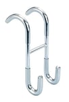 WENKO Taranto Shower Squeegee and Towel Hook with 2 Hooks for Bathroom and Toilet Made of Rustproof Stainless Steel 5 x 12 x 7.5 cm Glossy Silver