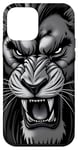 Coque pour iPhone 12 mini Majestic Lion rugissant féroce œuvre d'art noir et blanc