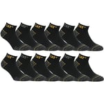 Caterpillar 12 Pairs Men's Work Sneakers Reinforced Heel and Toe Cotton Sponge (6-9, Black)