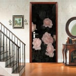 Belle Fleur Rose Autocollant Porte Affiche 3D Pour Cuisine Chambre Salle De Bain Auto-Adh¿¿sif Amovible Murale D¿¿coration 90 X 200 Cm - Papiers Peints De Porte - Photos De Porte