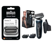 Braun Series 7 70-N7200CC Wet & Dry Foil Shaver & 4-in-1 SmartCare Centre (Black) And Series 7 73S Electric Shaver Head Replacement (Silver) Bundle, Black