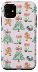 iPhone 11 Preppy Turquoise Cowboy Boots Hat Gingerbread Christmas Tree Case