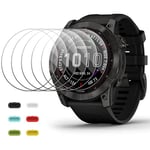 Tuocal 6 Packs Protection Écran pour Garmin Fenix 7X/Fenix 7X Sapphire Solar 51mm Protection Ecran, Verre Trempé Montre 9H Anti rayures Sans bulles Ultra Protecteurs avec Bouchons Anti Poussière