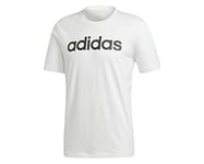 adidas Men's Essentials Linear Logo T shirt, White/Black, L UK