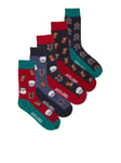 Mens Jack & Jones JACSWEET Christmas/ Xmas Socks Giftbox (5-pack)