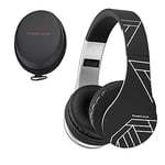 PowerLocus Wireless Bluetooth Over-Ear Stereo Foldable Headphones, Wired Headsets Noise Cancelling with Built-in Microphone for iPhone, Samsung, LG, iPad (Black/Silver)