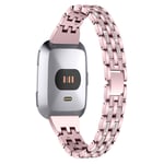 Fitbit Versa fem pärlor strass klockarmband i rostfritt stål - Rosa