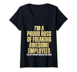 Womens Funny Proud Boss Employees Appreciation Office Vintage V-Neck T-Shirt