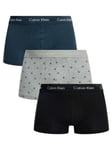 Calvin Klein3 Pack Low Rise Trunks - Black/Diamond Logo Grey/Navy Heather