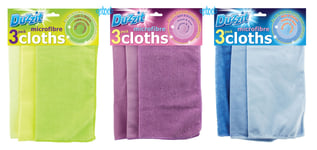 3x 3Pk Duzzit Microfibre Cloths - 9 Cloths Total Bath Kitchen Windows Mirror