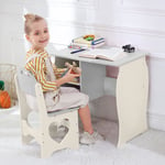 Kids Desk and Chair Set Wooden Study Desk with Storage Shelves for Boys, Girils