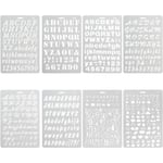 Set med 8 siffror och bokstäver stencil alfabet stencil målning återanvändbar mjuk gemener versaler tecken från 1 till 3 cm för scrapbooking födelsedag