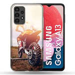 Cokitec Coque pour Samsung Galaxy A13 / A04S Moto Cross Soleil Multicolore