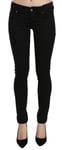 Galliano Jean Noir Taille Basse Slim Jambe Jeans Skinny Pantalon Décontracté