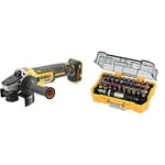 DEWALT - Meuleuse Burshless XR 18V 5Ah Li-Ion - DCG405NT-XJ & Coffret de 32 Embouts de Vissage de 25mm Robustes et Précis - DT7969-QZ – Assortiment de 32 Embouts de Vissage