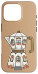 Coque pour iPhone 16 Pro Cafetière dans une cafetière à expresso, illustration mignonne