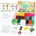 BLOT Perles à Repasser 4000 5mm Fusible Perles Jouets avec Plaques Brucelles et accessoires Kit Thème de la Forêt Plaques de Perles Fusibles Bricolage et Loisirs Créatif Pour Enfants Filles Garçon