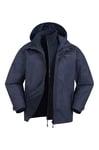 Mountain Warehouse Fell Mens 3 in 1 Water Resistant Jacket - Adjustable Coat with Packaway Hood, Detachable Inner Fleece & Many Pockets - For Hiking & Outdoors Navy M