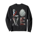 Love Design Hairdresser Hairdryer Scissors Barber Hair Brush Sweatshirt