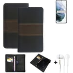 Phone Case + earphones for Samsung Galaxy S21+ 5G Exynos Wallet Cover Bookstyle 