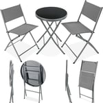 TecTake® Ensemble Table Ronde et Chaises Pliantes Table de Bistrot Bar Salon de Jardin Exterieur 2 Personnes, Structure en Acier lâqué époxy, Mobilier de Jardin Amenagement Balcon Terrasse