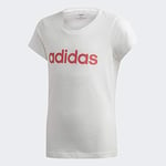 Adidas YG E Lin Tee T-Shirt Fille, White/Real Pink s18, FR : XXS (Taille Fabricant : 4-5Y)