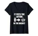 Womens It Puts The Lotion In The Basket Funny Horror Movie Lover V-Neck T-Shirt