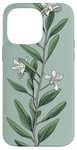 iPhone 14 Pro Max Leaves Botanical Plant Line Art Sage Green Wildflower Floral Case