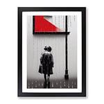 Woman In The Rain No.1 Framed Print for Living Room Bedroom Home Office Décor, Wall Art Picture Ready to Hang, Black A2 Frame (62 x 45 cm)