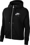 Nike W Nsw Air Hoodie Fz Flc Bb Sweatshirt - Black/(Ice Silver), X-Large