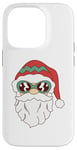 Coque pour iPhone 14 Pro Lunettes de soleil visage de Père Noël barbe et chapeau de Noël drôle