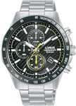 Lorus Men's Chronograph Watch Black Dial Silver Strap RM397HX9