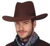 FIESTAS GUIRCA | Chapeau Cowboy (Taille Unique) - Accessoire de Costume Cowboy pour Fêtes du Vieux Ouest, Texas et Carnaval - Idéal pour Halloween et Célébrations à Thème - Marron Foncé