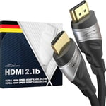 8K HDMI 2.1 cable – 4m – Ultra High Speed HDMI, certified & designed in Germany (8K@60Hz, officially licensed/tested for optimal quality, perfect for PS5/Xbox/Switch, silver/black) – by CableDirect