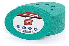 Woltersberger® 50 pièces Disques Abrasifs Vert │ 8 trous │ Ø 125 mm │ grain 150 │ pour ponceuses orbitales aléatoires │ feuilles abrasives │ papier de verre