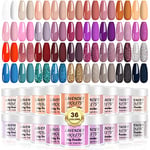 Lavender Violets 36 Colours Dip Nails Powder Blue Green Pink Red and Purple All Seasons Glitter Dipping Nail Powder Set for Beginners and Professionals DIY Manicure No Need UV Lamp M952