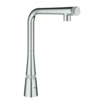 Mélangeur d'évier Zedra Smart Control 31593 L-extensible. Douche de rinçage acier