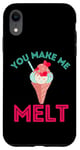 Coque pour iPhone XR You Make Me Melt Cône de crème glacée en forme de cœur pour la Saint-Valentin